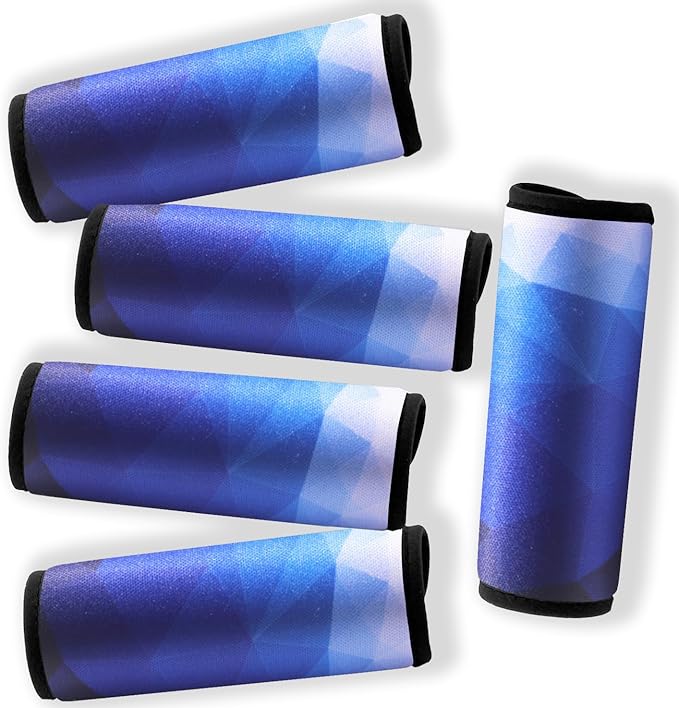 5 Pack Neoprene Luggage Handle Wraps for Suitcase Travel Luggage Tags/Identifiers/Marker/Grips (2.0 Version) (Blue)