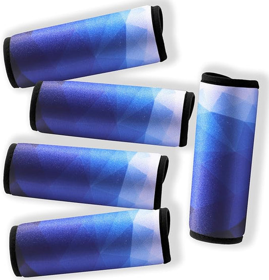 5 Pack Neoprene Luggage Handle Wraps for Suitcase Travel Luggage Tags/Identifiers/Marker/Grips (2.0 Version) (Blue)