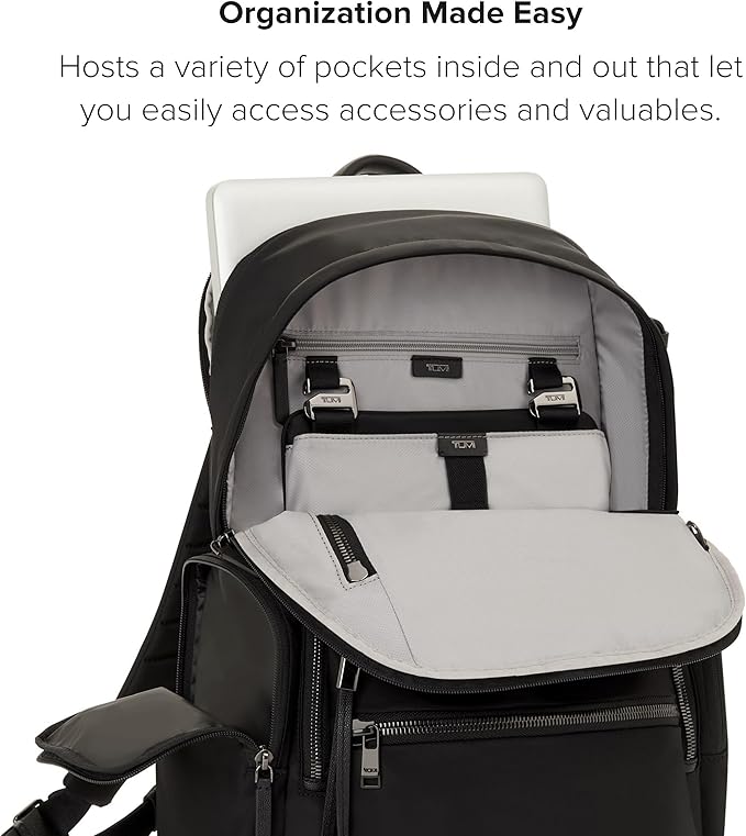 TUMI - Voyageur Celina Backpack - Women's Work and Travel Bag - 16.0" X 10.6" X 6.5" - Holds Up to 16" Laptop - Black & Gunmetal Hardware