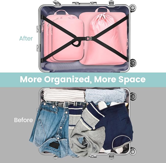 Cambond Compression Packing Cubes for Travel - Lightweight Expandable Travel Bags Luggage Organizers Travel Essentials Compression Cubes for Travel Space Saver for Carry on Suitcases Organizer