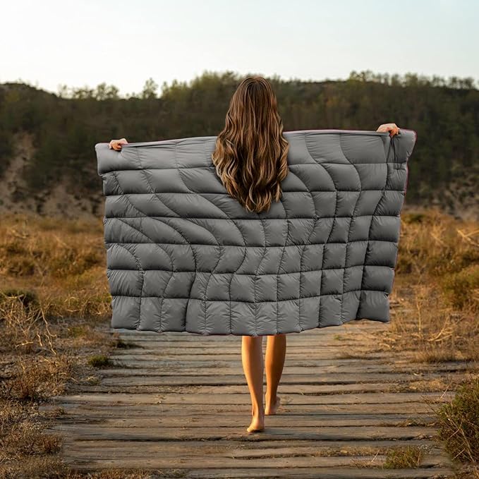 Camping Blanket, Puffy Blanket Lightweight Windproof Water Resistant for Outdoors,Hiking, Backpacking,Beach,Car,Picnic,Stadium