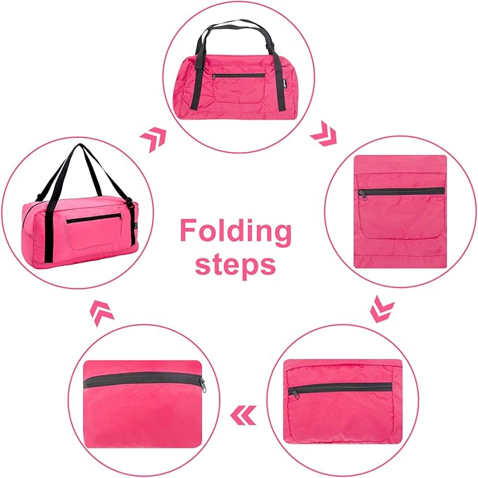 HOLYLUCK Foldable Travel Duffel Bag For Women & Men Luggage Great for Gym - pink