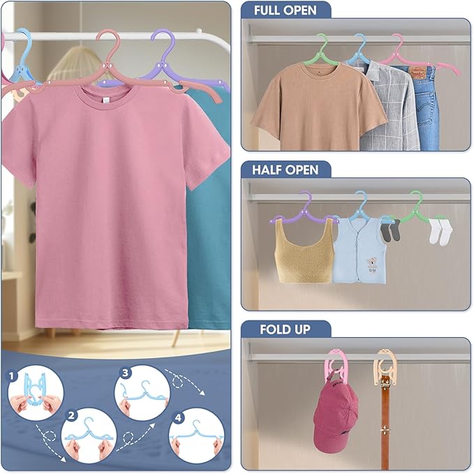 Travel Hangers Portable Foldable Travel Hanger Organizer, Plastic Cruise Ship Accessories Essentials Clothes Hanging Rack Folding Hangers for Traveling Camping Flying RV Suitcase (36, Pastel Black)