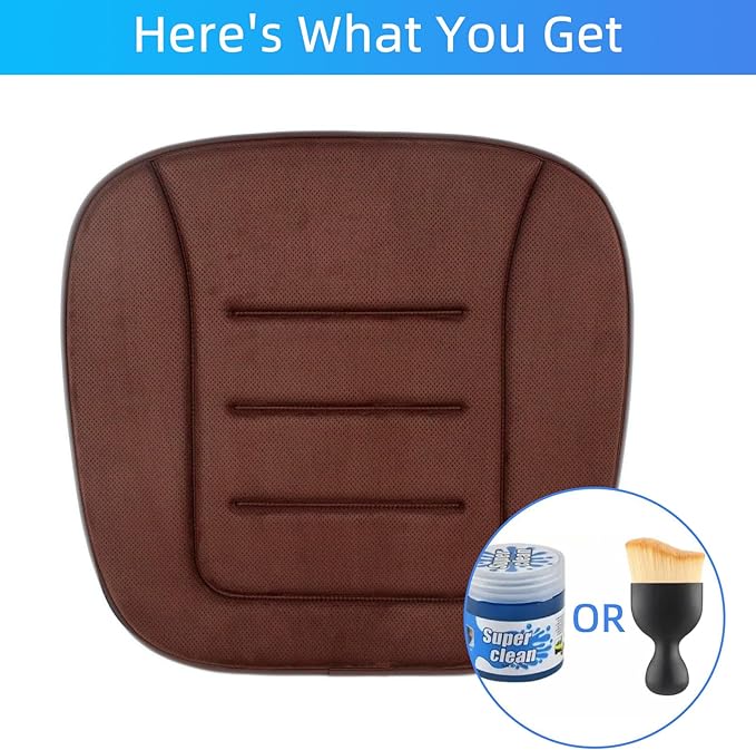 KAYI Car Seat Cushion, Memory Foam Car Seat Cushion, Anti Slip Rubber Bottom Car Seat Cushions for Driving, Suitable for Car and Office Chairs (Brown)