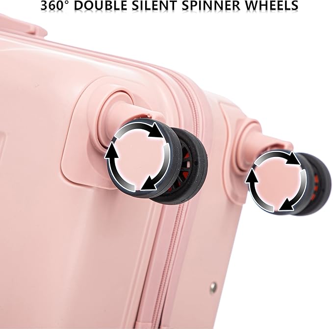 Luggage Set 3 Pcs, ABS Hard Shell Durable Lightweight, 360 Silent Spinner Wheels