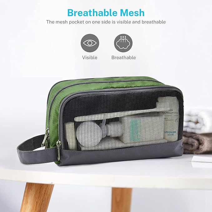Gonex Travel Toiletry Bag Nylon, Shaving Bag Toiletry Organizer Olive Green