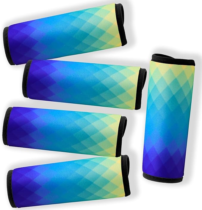 5 Pack Neoprene Luggage Handle Wraps Bright Luggage Tags/Identifiers/Marker/Grips Travel Accessories for Airplane/Flying/Luggage (Check(Blue))