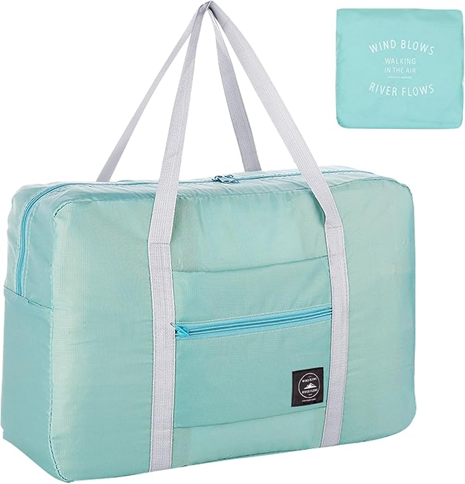 Foldable Travel Duffel Bag Tote Carry on Luggage Bag Spirit Airlines Personal item Sports Gym Bag Water Resistant Weekender Overnight Bags for Women and Men (Green)
