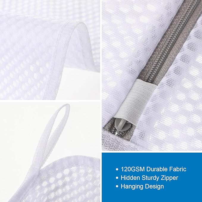3-Pack Durable Honeycomb Mesh Laundry Bags for Delicates - 12x16 Inches Lingerie Bags for Washing Delicates with Sturdy Zippers, Protect Clothes in Washing Machine for Home, College & Dorm (Medium)