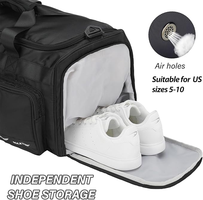 MAXTOP Gym Bag for Women Men Travel Duffle Bag Large Capacity Carry On Weekender Overnight Bag With Shoe Compartment Gym Tote Dry Wet Separation Duffel Bag for Travel
