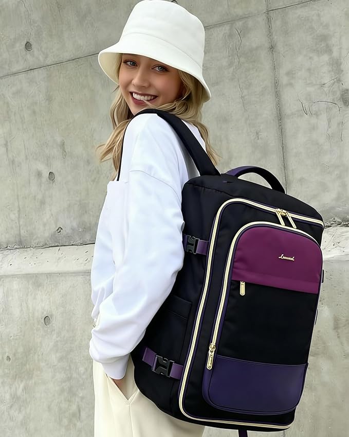 LOVEVOOK 40L Travel Backpack Carry on Flight Approved, Personal Item Bag with 3 Packing Cubes, Travel Backpack for Women Fits 17" Laptop, Water-resistant Carry On Bag for Airplanes