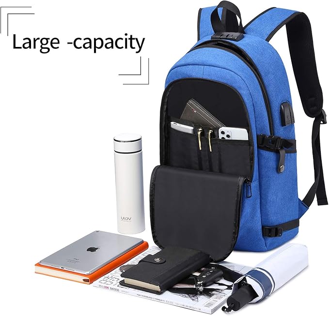WENIG Durable Laptop Backpack Water Resistant Anti-Theft Bag with USB Charging Port and Lock, Slim Computer Business Backpacks for Women Men Fit 15.6 Inch Laptops