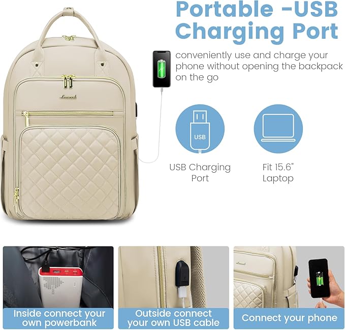 LOVEVOOK Laptop Backpack for Women, Water Resistant Travel Work Backpacks Purse College Business Teacher Nurse Computer bag with USB Charging Port, Fits 15.6" Laptop