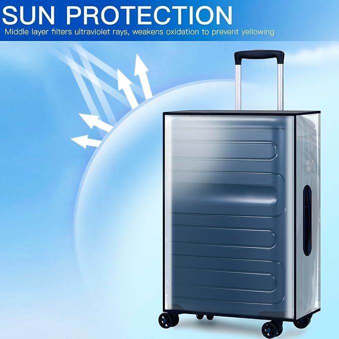 30 Inch Clear PVC Luggage Cover, Waterproof Suitcase Protector with Tag Pocket, Reusable Dustproof Travel Cover for 30” Checked Luggage