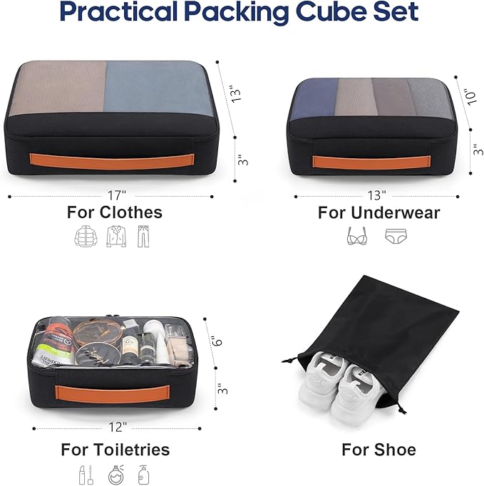 UKEIN Softside Expandable Carry On Luggage 22x14x9 Airline Approved, 20 Inch Suitcase with Wheels & TSA Lock, Travel Suitcase with 4-Piece Packing Bags for Women Men