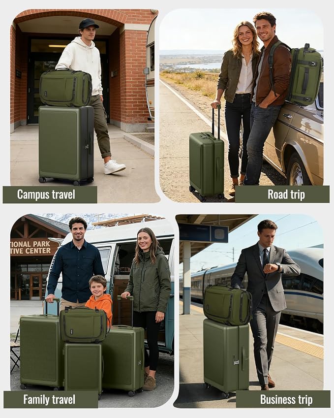 Joyway Luggage Sets 4 Piece with Spinner Wheels, Carry On Luggage 20In with ABS+PC Hardshell, Lightweight Suitcase Set with Travel Backpack and Pressure-resistant Frame, 20/24/28 Inch, Green