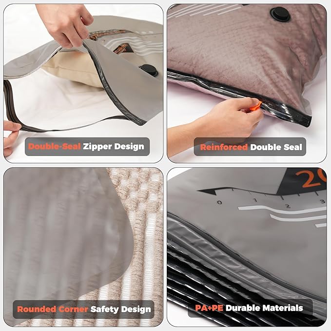 Travel Vacuum Storage Bags with Rechargeable Cordless Pump, Portable Compression Packing Seal Bags, Space Saver Packing Bag for Travel, Vacuum Seal Bag for Home Clothing Luggage Storage, 24 Combo Set