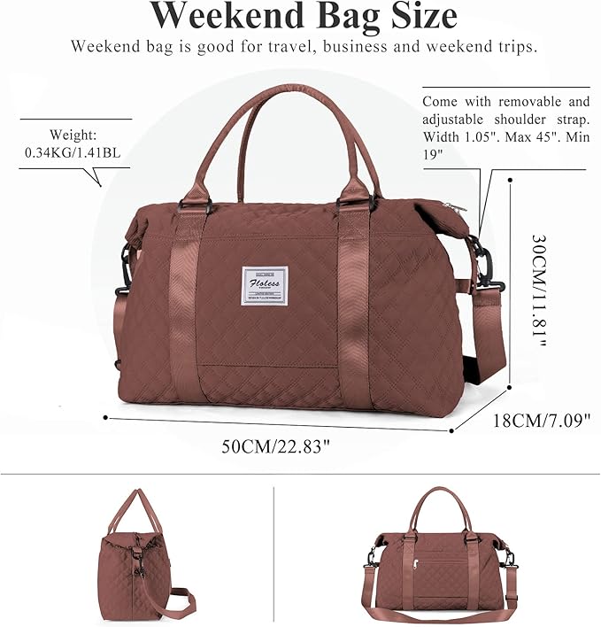 HYC00 Travel Duffel Bag,Carry-on Overnight Weekender Bags for Women,Sports Tote Gym Bag with Wet Pocket