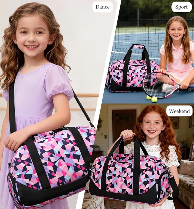 Duffle Bag for Girls Teens Sport Gym Bag Women Weekender Carry On Overnight Bag Workout Duffel with Shoe Compartment and Wet Pocket