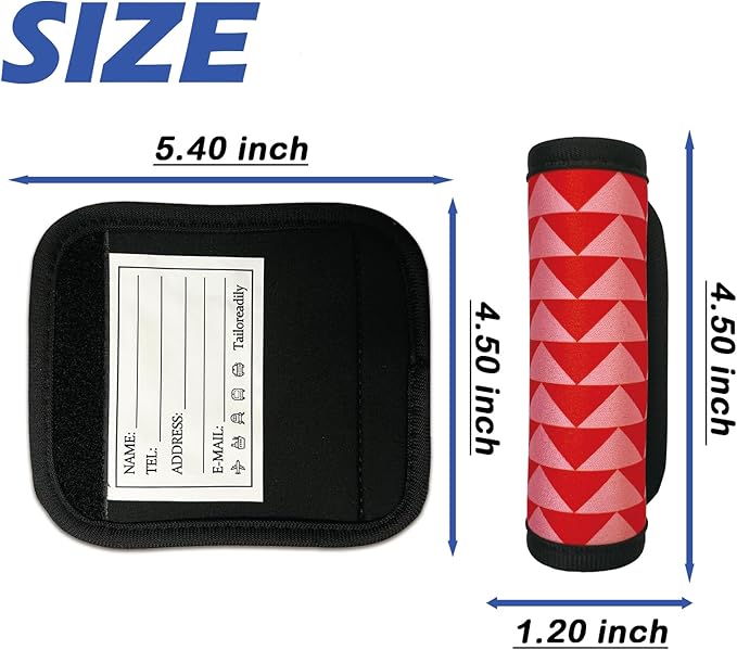 5 Pack Luggage Handle Wrap, Neoprene Suitcase Handle Cover, Bright Color Luggage Identifier for Easy Airport Pickup, Soft Grip Travel Accessories for Cruise Airplane, Red