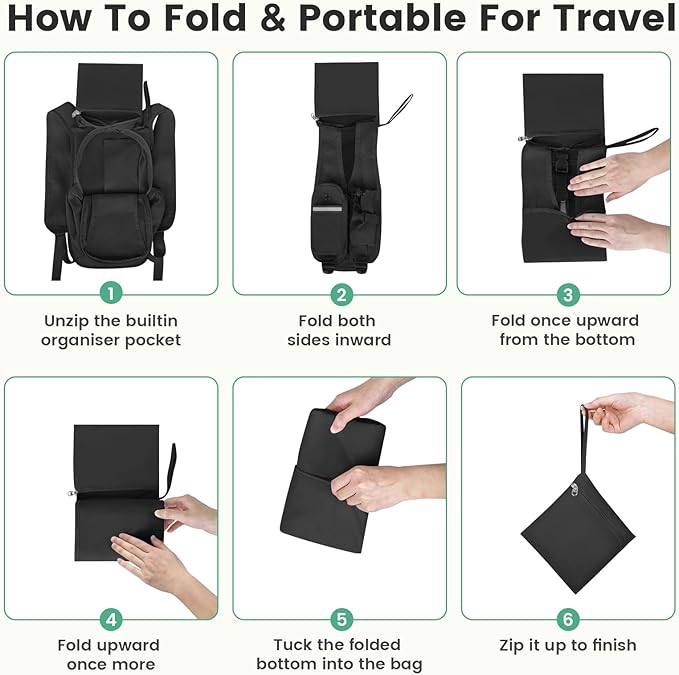 Small Hiking Backpack 10L-Lightweight Packable Foldable Backpack for Travel Camping Outdoor Commute,Compact Rucksack for Women Men(Black)