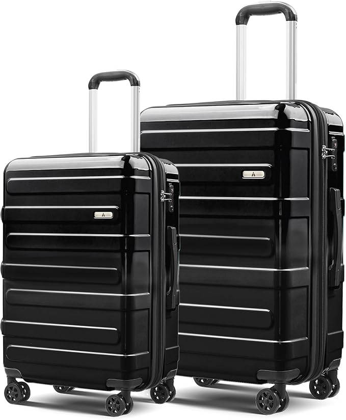 Tolino Luggage 2 Piece（20in/24inch Expandable Luggage Hardshell PC+ABS Leopard Suitcase with Spinner Wheels TSA Lock, Lightweight Rolling Suitcase for Women