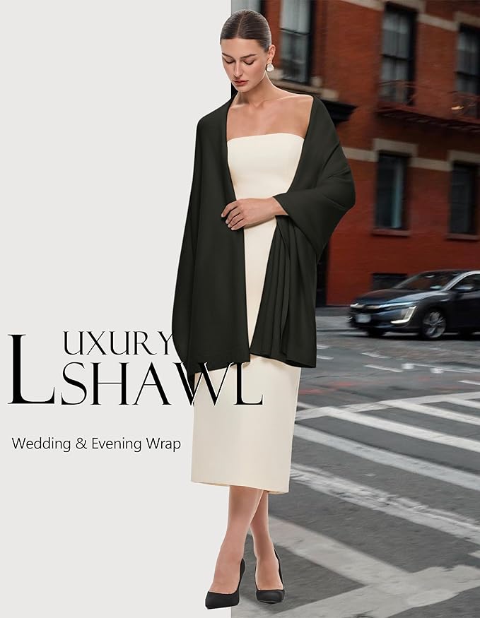 PULI Women's Pashmina Shawl Wraps for Evening Dress Large Scarf Blanket Long Wedding Bridal Winter Warm Shoulder Wrap