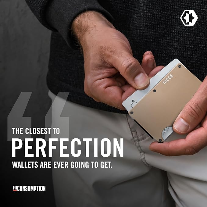 Ridge Wallet for Men - Slim Minimalist Compact Wallet and Card Holder, RFID Protected Front Pocket Wallets for Men with Integrated Cash Strap