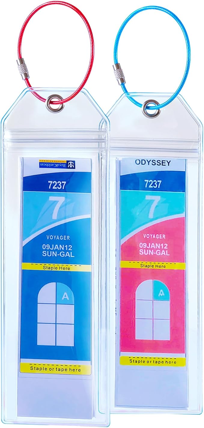 Royal Caribbean & Celebrity Cruise Ship Essentials - Luggage Tag Holders for 2026 Cruise Lovers Must Have, Waterproof & Reusable