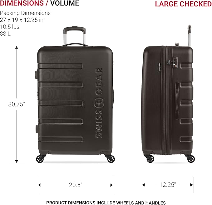 SwissGear 7366 Signature Hardside Expandable Luggage with Spinner Wheels, TSA Lock, Cup-Holder, Chocolate, 2-Piece Set (19/27)