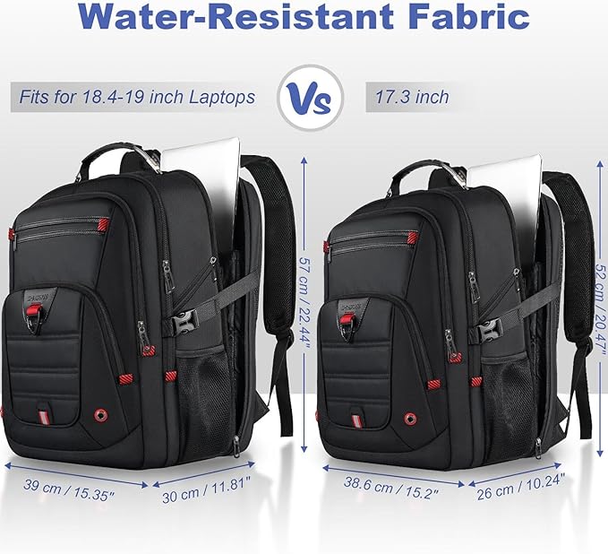 LifetimeWarranty Extra Large Travel Backpack With 52L Capacity, Long-Term Durability TSA Backpack,Anti-Theft 17.3" Big Business Laptop Backpack for Men&Women,Water Resistant College Rucksack Bag Black