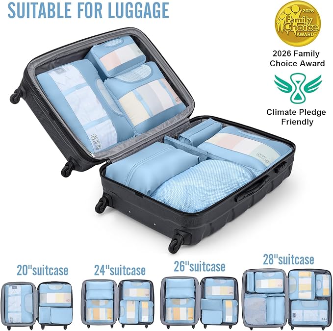 Veken 10 Set Packing Cubes for Travel Essential, Suitcase Organizer Bags in 4 Sizes, Carry-On Luggage Accessories with Large Laundry & Hanging Toiletry Bag, Must-Have for Airplane, Road Trip & Camping