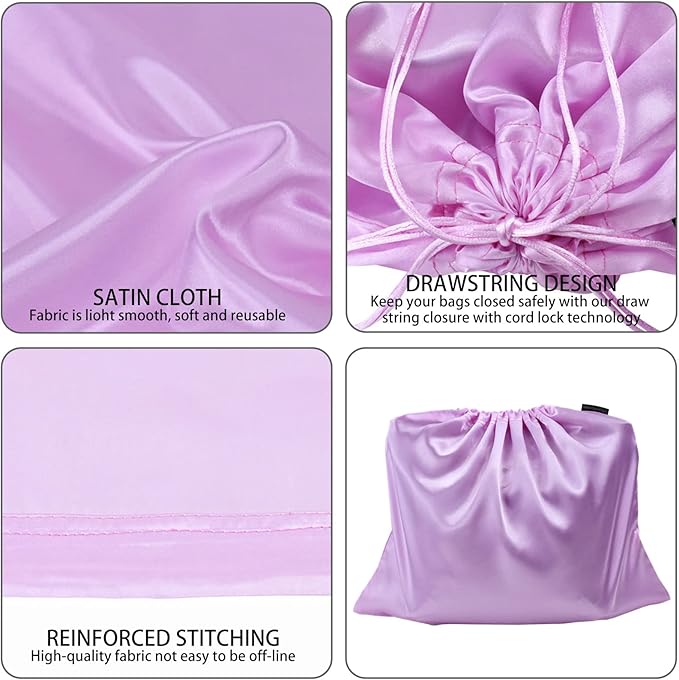 10 Pack Dust Bags for Purses and Handbags, Silk Dust Cover Storage Bag with Drawstring Travel Storage Pouch for Handbag Purse Shoes Boots (Pink, 23.6 × 19.6 in)