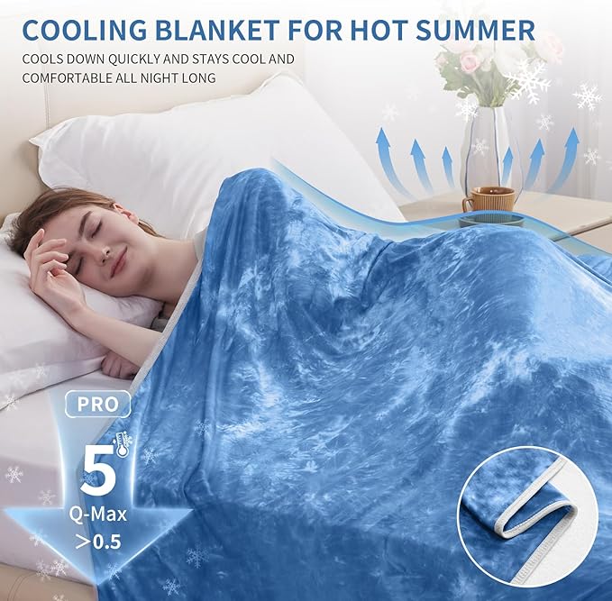 Guohaoi Cooling Throw Blanket for Hot Sleepers,Decortive Tie Dye,Arc-Chill Q-Max >0.5Cool Fiber,100% Oeko-Tex Certified,Lightweight Summer Cool Blanket for Ultra Cold Breathable,Keep Cool,50''x70''