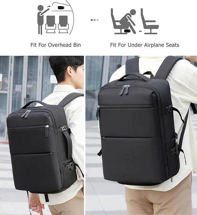 feilario 2 Piece Set Aluminium Frame PC Hard Shell Spinner Wheels Luggage,20.8"X15"X8.7 Airline Approved Built-In TSA lock Carry on Suitcase, with Cup Holder, USB Port, Phone Holder
