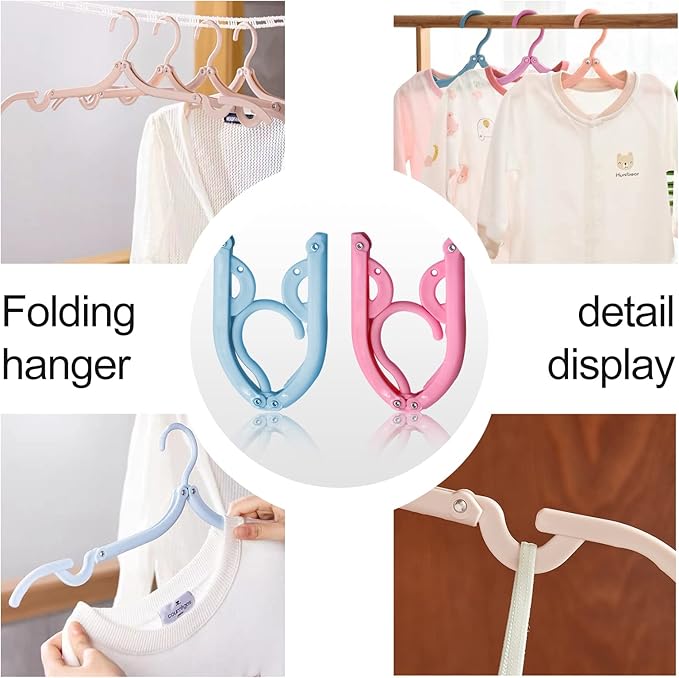 12 Pcs Travel Hangers,Portable Folding Clothes Hangers ，Clothes Drying Rack for Home and Travel （3 Color）