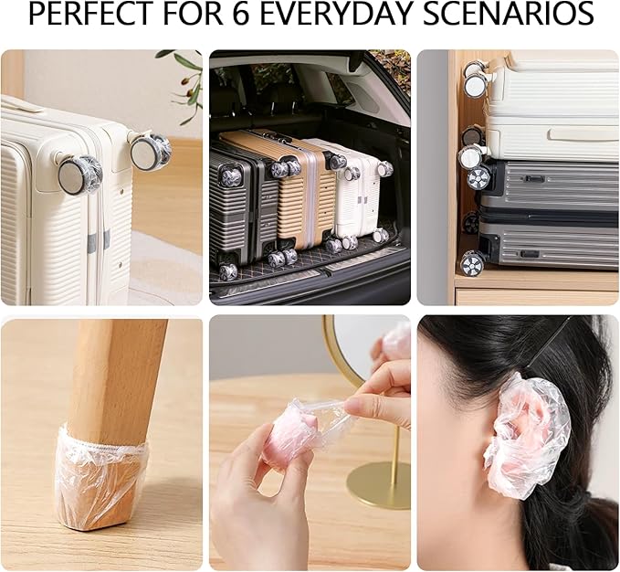 Suitcase Wheel Covers, 100 Pack Luggage Wheel Protector Covers, Waterproof PE luggage wheel protectors, Keep Floor & Carpet & Car Clean from Dirt