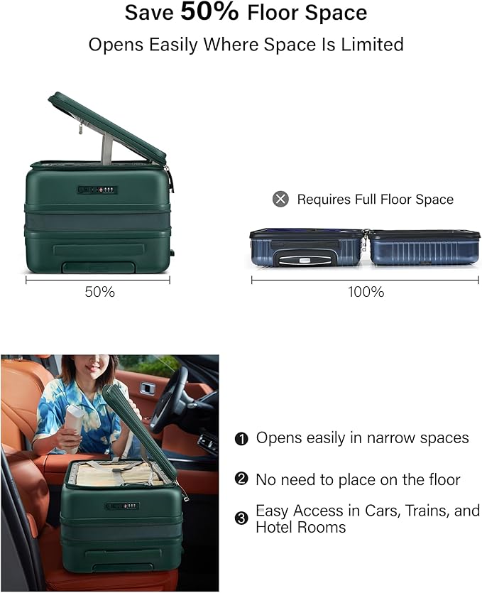 Hanke Hardside Expandable Checked Luggage, 24 Inch Top Opening Trunk Luggages with Spinner Wheels, All-PC Hard Shell Suitcase, Lightweight TSA Checked-Medium(Blackish Green, 83L)
