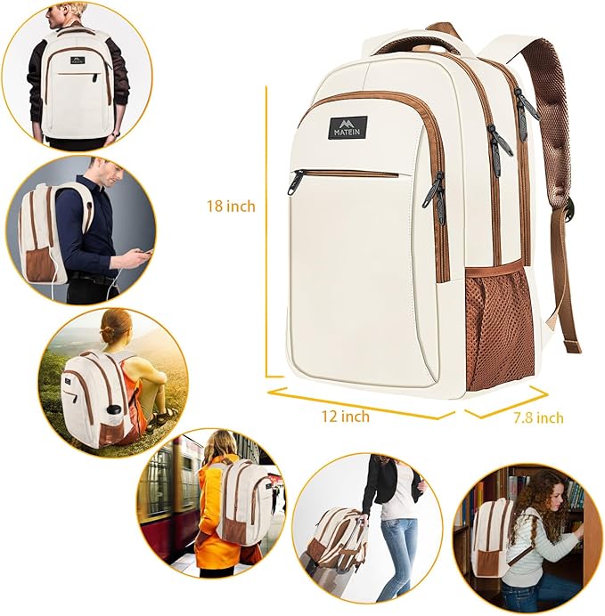 MATEIN 15.6inch Travel Laptop Backpack, Cute Anti Theft Slim Sturdy Laptops Backpack for Teacher, Water Resistant College Computer Bag Gift for Men & Women Nurse