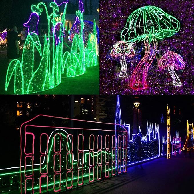 2-Wire Waterproof 1/2" LED Rope Light Kit, 110V-120V PVC 30 LED/M Tube Lights Strip for Background, Outdoor, Christmas, Home Decoration (16.4ft/5m, Green)