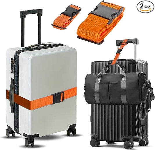 Luggage Straps,Suitcase Straps for Luggage and Add a Bag Luggage Straps for Suitcase,Travel Accessories for Connecting Suitcases or Smaller Packages Together (Orange 2 pcs)