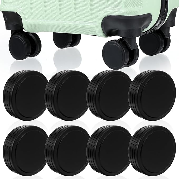 8pcs Suitcase Wheel Protectors, Luggage Wheel Protector Covers for 2-2.3 inchs, Soft Silicone Luggage Wheels Cover for Suitcase/Baggage/Trolley Case/Handbag, Black