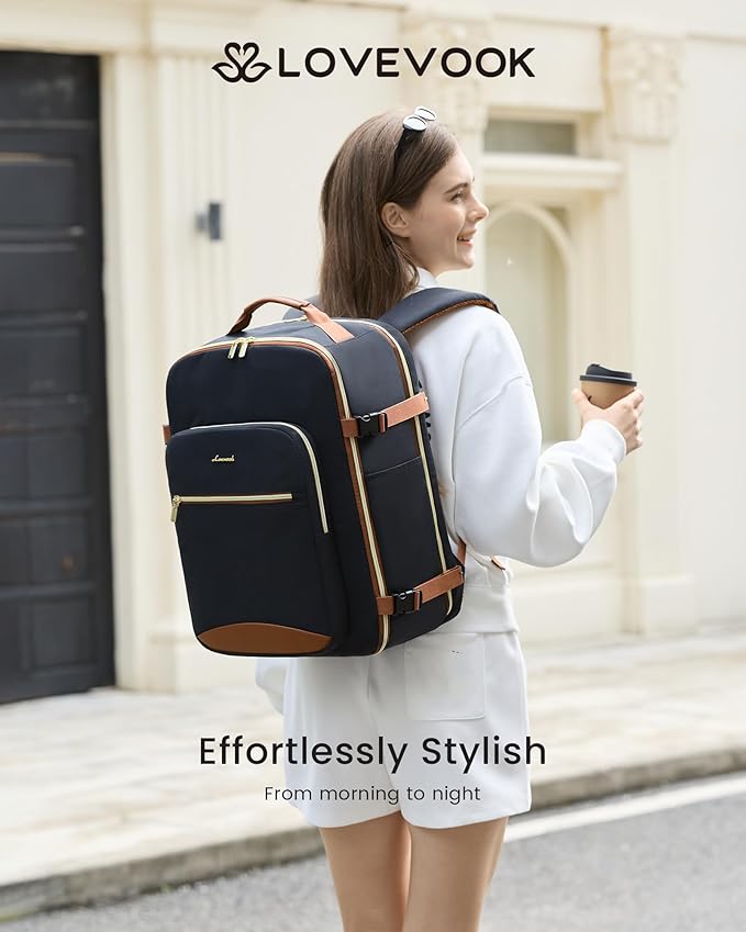 LOVEVOOK 56L Travel Backpack for Women & Men, Airline Approved Carry On Luggage with 3 Packing Cubes, TSA Overnight Bags, Waterproof Personal Item Bag, Weekender Essentials Backpacks fits 17" Laptop