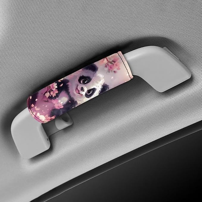 BIGCARJOB Pink Panda Luggage Handle Cover Set for Suitcase 2 Pieces Kawai Panda Luggage Handle Wrap Trolley Case Grip Suitcase Identifier Protective Cover Universal Fit