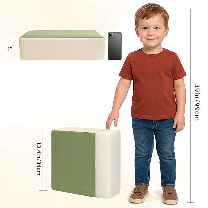 Toddler Booster Seat Dining Table Kitchen Chair, Waterproof Anti-Scratch PU Cushion, Non-Slip Bottom, Adjustable Buckle Straps, Easy Clean Portable Seat Cushion (Green)
