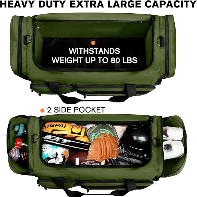 Goloni 130L Heavy Duty Large Duffle Equipment Bag,Catchers Gear Bag with Shoe Compartment,Baseball Duffle Bag