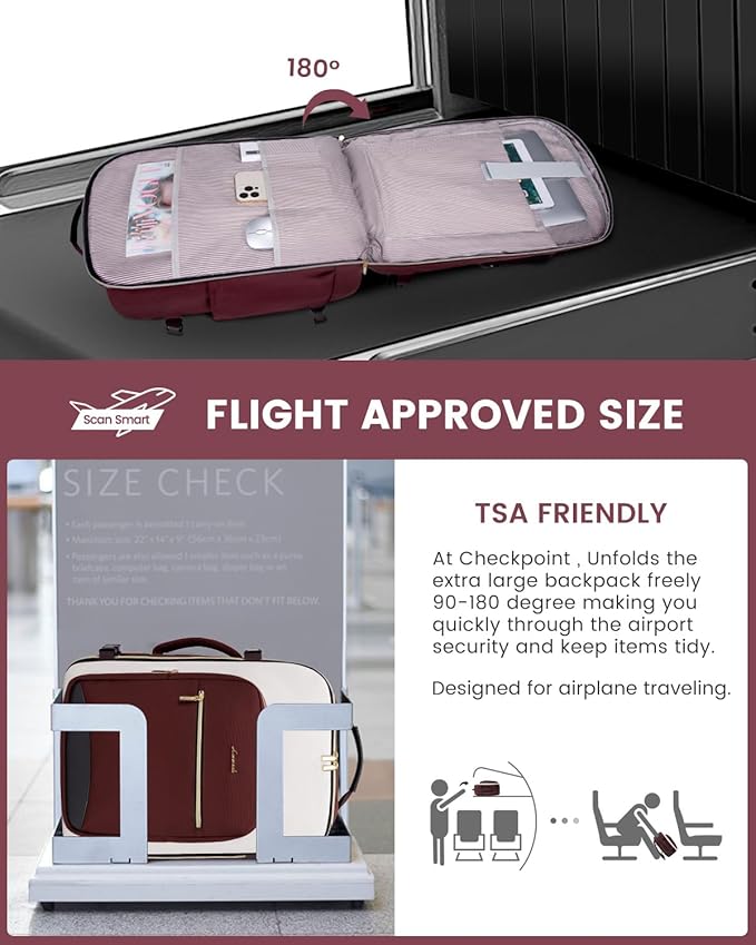 LOVEVOOK Large Travel Backpack for Women & Men, 40L Carry on Backpack for Airplanes, TSA Personal Item Travel Bag fits 17" Laptop, Waterproof Travel Essentials Airline Approved with 3 Packing Cubes
