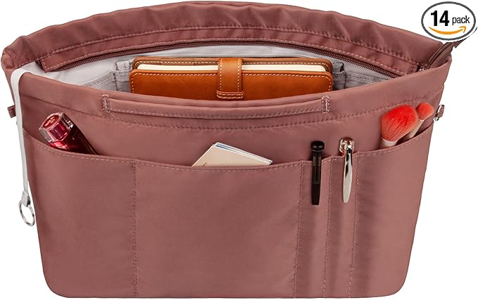 Vercord Purse Insert Organizers for Tote Handbag Bag in Bag with Zipper Liner Bag Organizer for Women 14 pockets