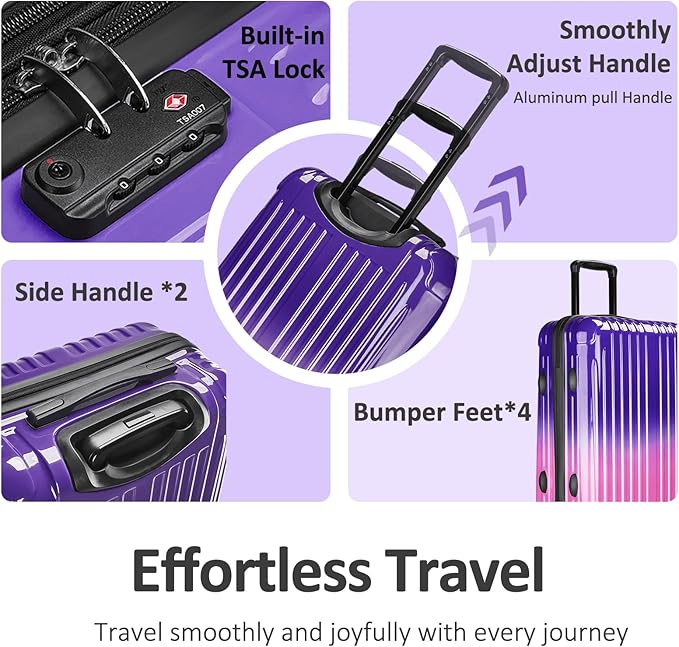 Carry on 27inch Luggage with Spinner Wheels, Lightweight PC+ABS Hard Shell Suitcases, Expandbale Storage & TSA Aprovel Lock