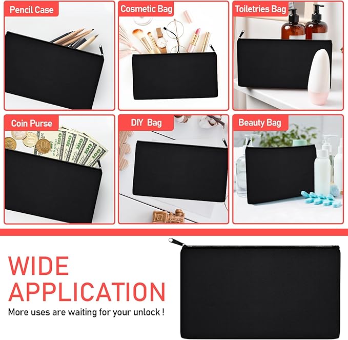 Legigo Blank Canvas Bag Zipper Pouch Makeup Bags Bulk - Multi-Purpose Canvas Pencil Pouch with Sturdy Zipper, Cosmetic Bag Travel Toiletry Bag for DIY Craft Projects, Storage (8.3 x 5 inches)